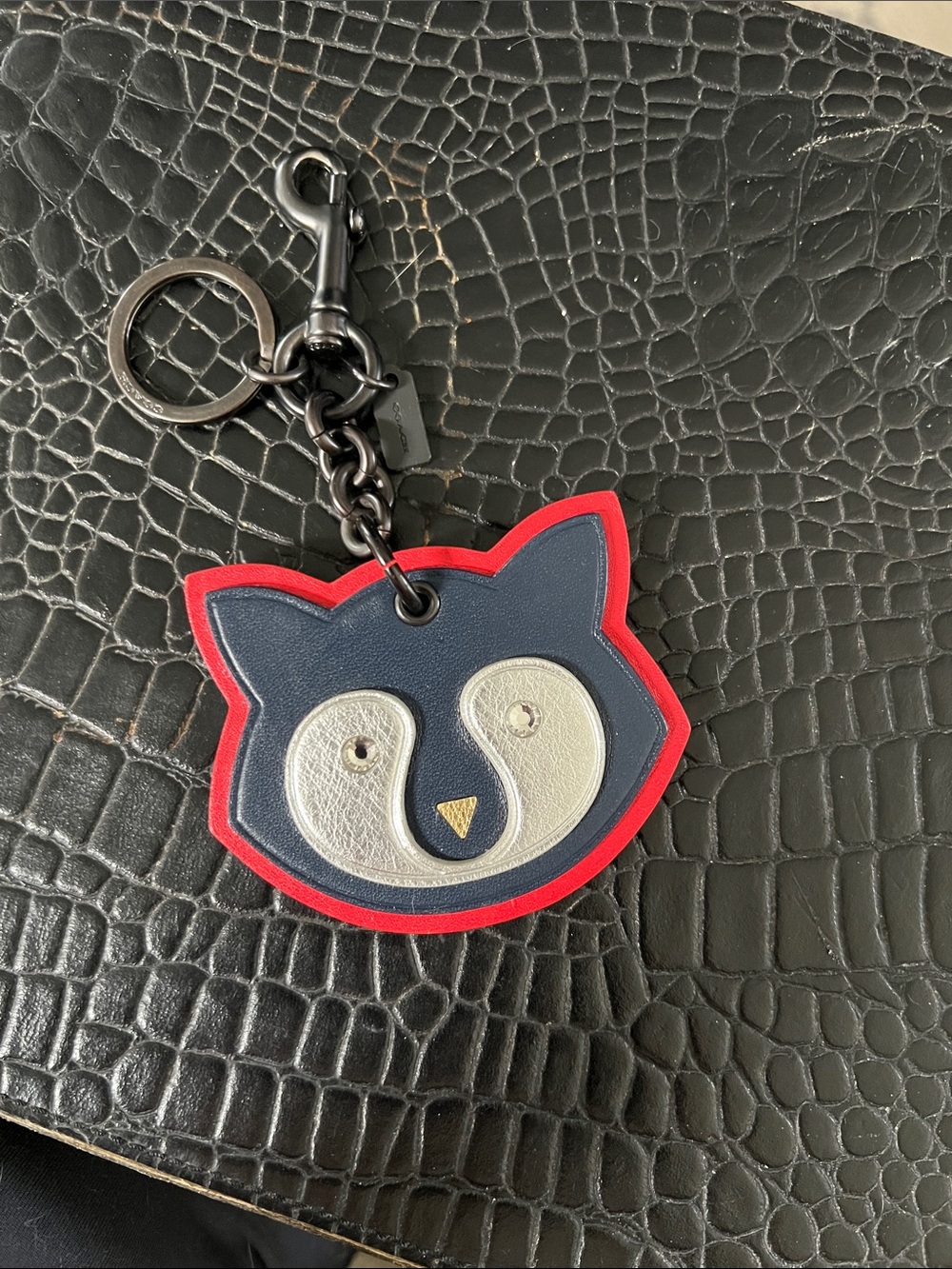 Coach Leather Raccoon Key Fob